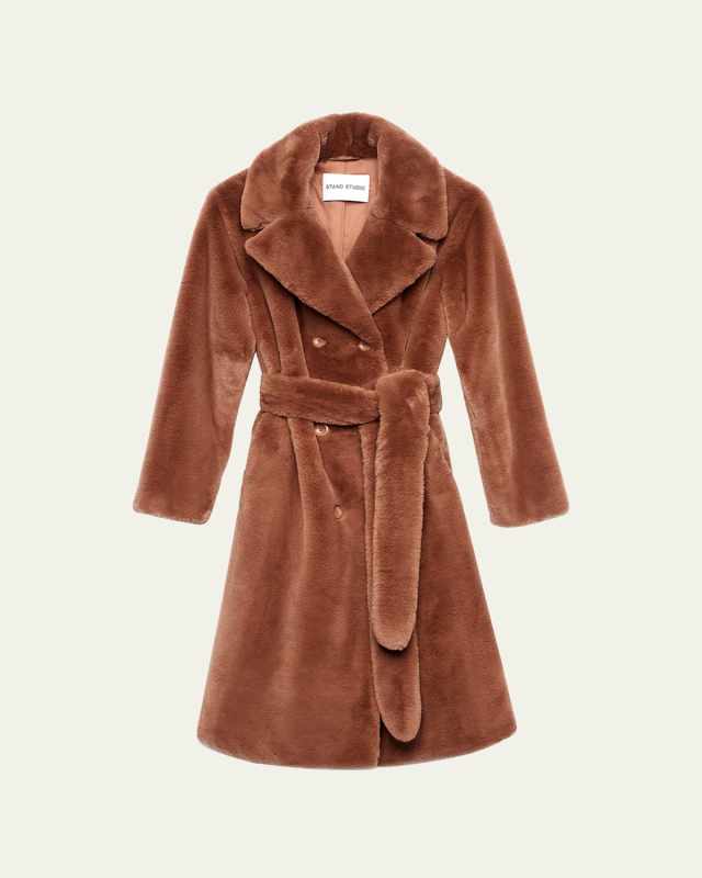 Faustine Faux-Fur Double-Breasted Coat